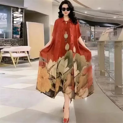 two piece summer dress set elegant print women outfit