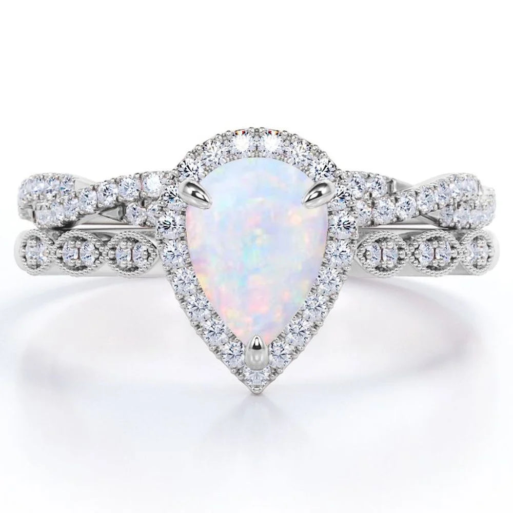 pear cut opal engagement ring 