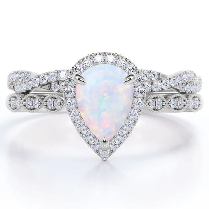 pear cut opal engagement ring 