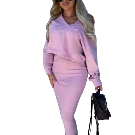 two piece knit dress set ribbed women outfit