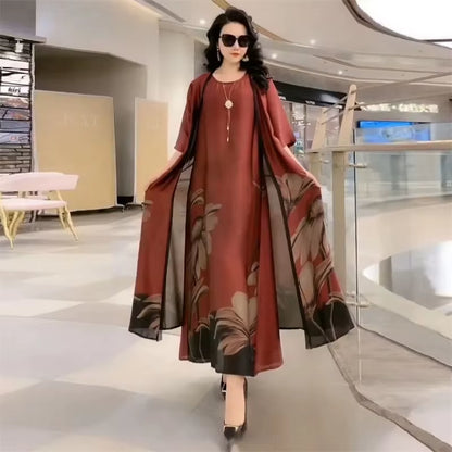 two piece summer dress set elegant print women outfit