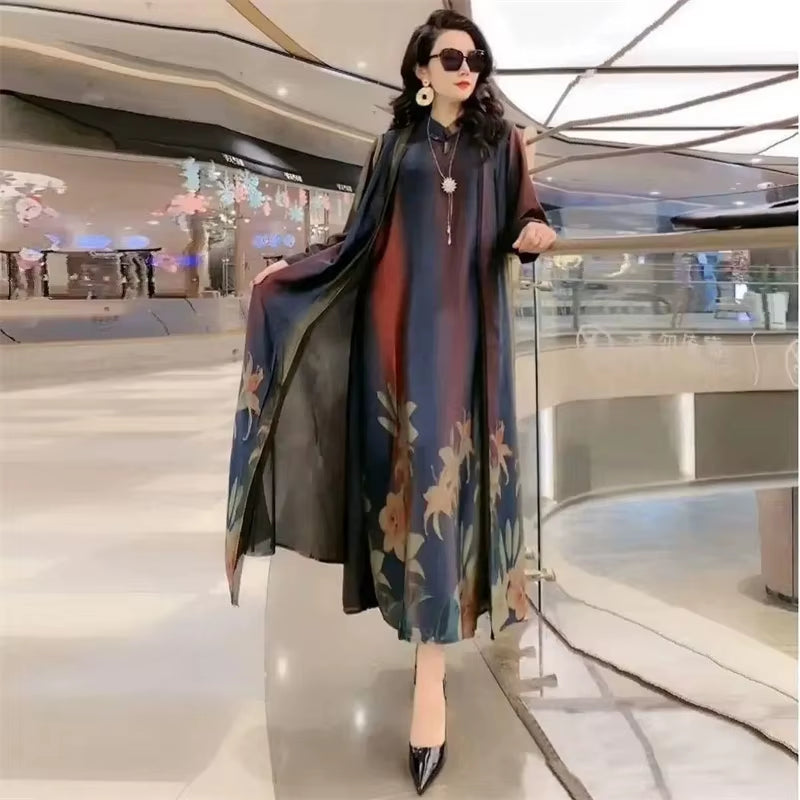 two piece summer dress set elegant print women outfit