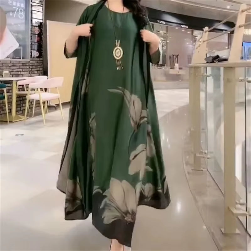 two piece summer dress set elegant print women outfit