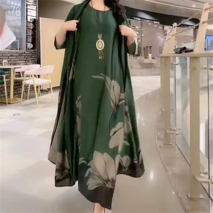 two piece summer dress set elegant print women outfit