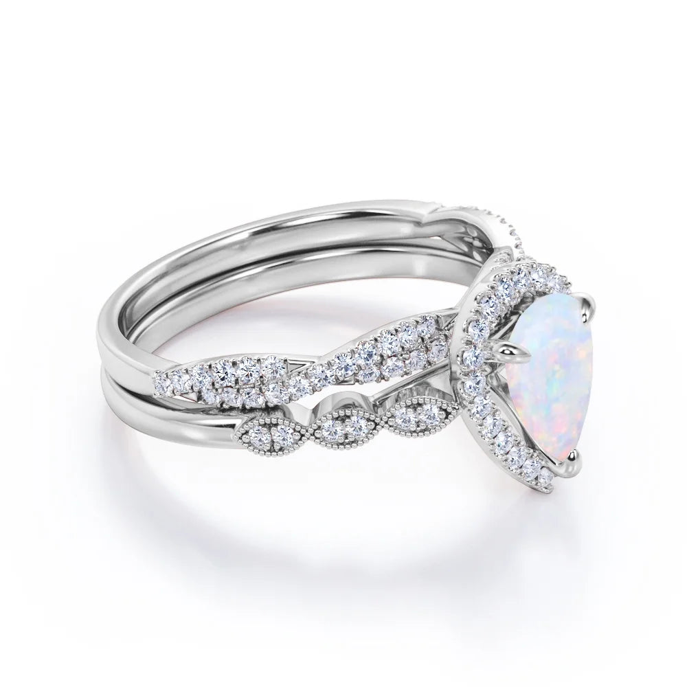 pear cut opal engagement ring